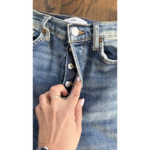 RE/DONE 70s Ultra High Rise Straight Jeans Washed Vintage Blue Size 27 - Picture 9 of 15